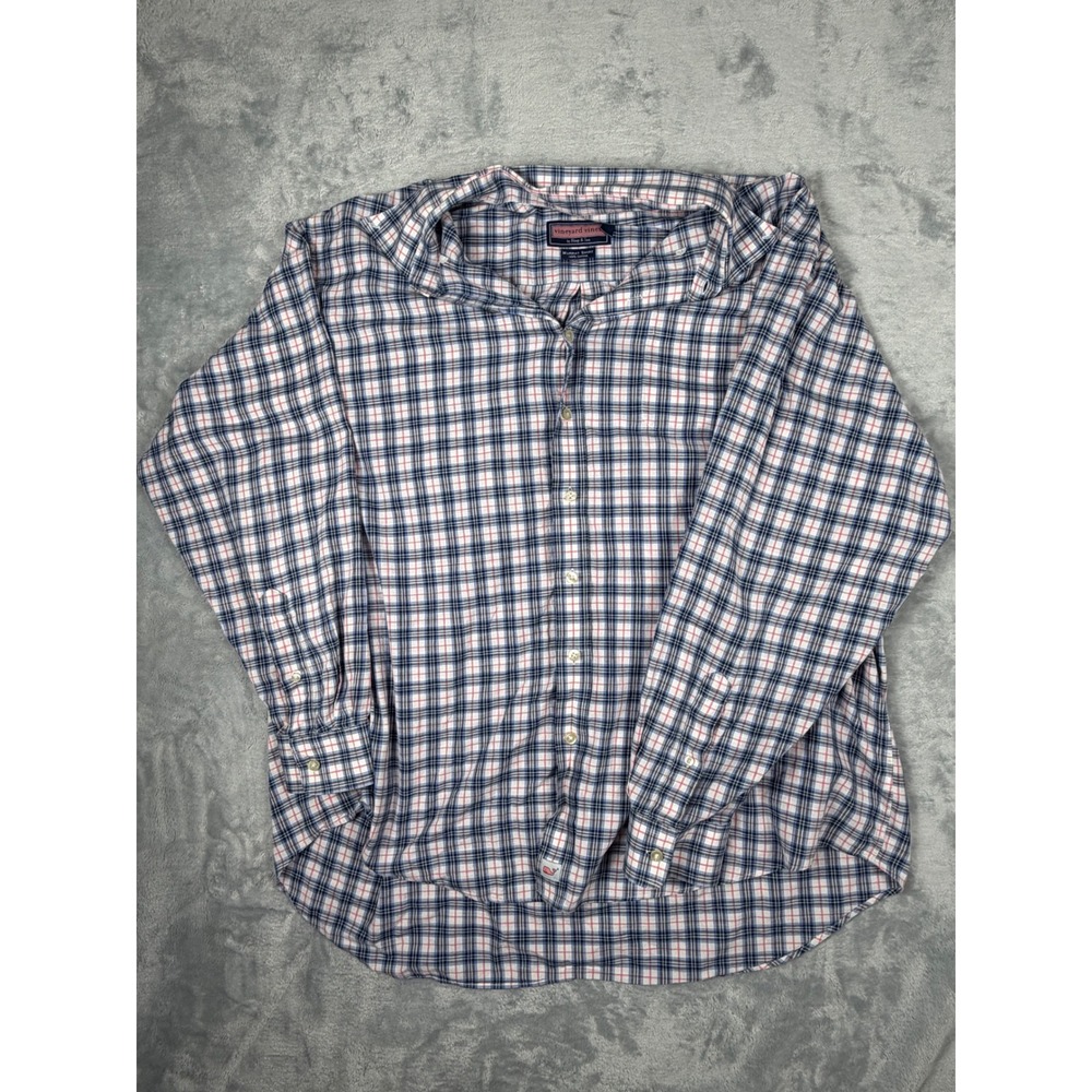 Vineyard Vines Murray Shirt Mens XXL Blue Pink Plaid Cotton Button Down L/S